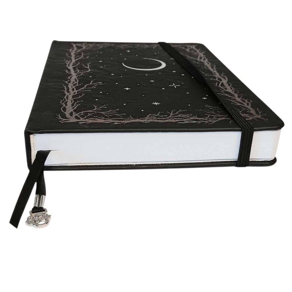 Archer & Olive Haunted Hollow Journal Black W/ Silver Moon & Stars Dot Grid New - Picture 2 of 15